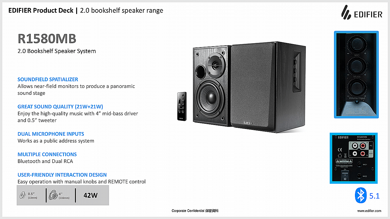 EDF100048bEdifier R1580MB - Active 2.0 Bookshelf Speaker Set (black)